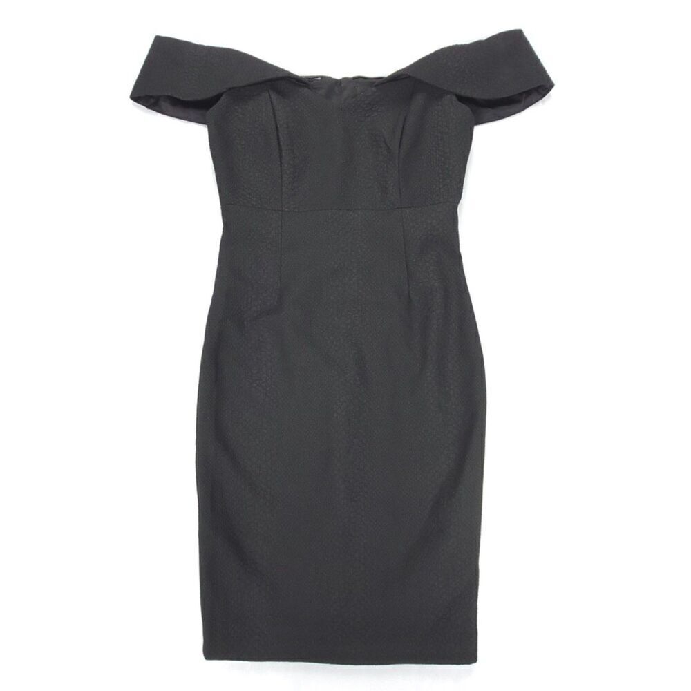NEW Bardot Eva Off Shoulder Sweetheart Mini Sheath Dress 8 Medium Black Cocktail